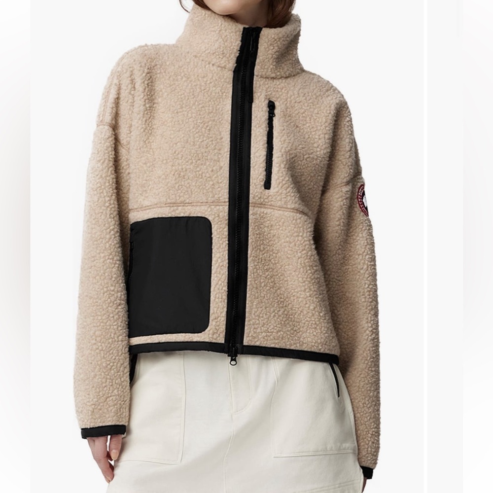 Canada Goose wool blend Sherpa Zip-Up Jacket with Black Trim